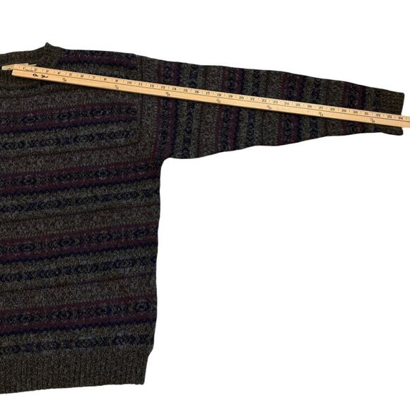 Vtg Eddie Bauer Sweater Mens Large Gray Fair Isle Wool Knit Nordic Crewneck Y2K - Picture 9 of 9